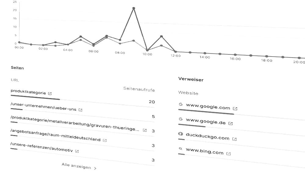 Herkunft, Seitenaufrufe, Geräte und Seiten-Aufrufe am Tag aller Besucher herausfinden